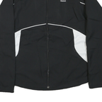 REEBOK Womens Black & White Sports Zip Jacket L Polyester Plain Activewear