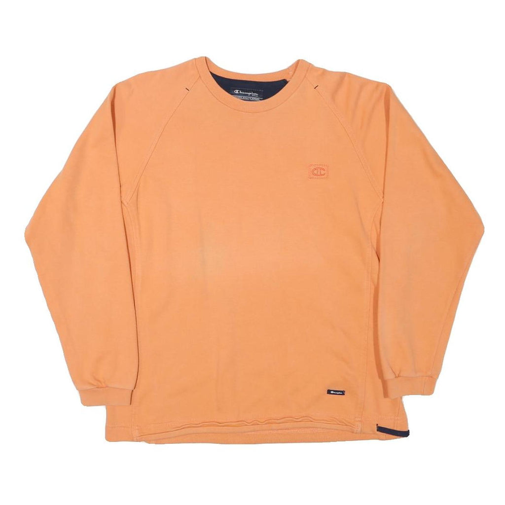 CHAMPION Mens Orange Crew Neck S Cotton Blend Casual Sweatshirt