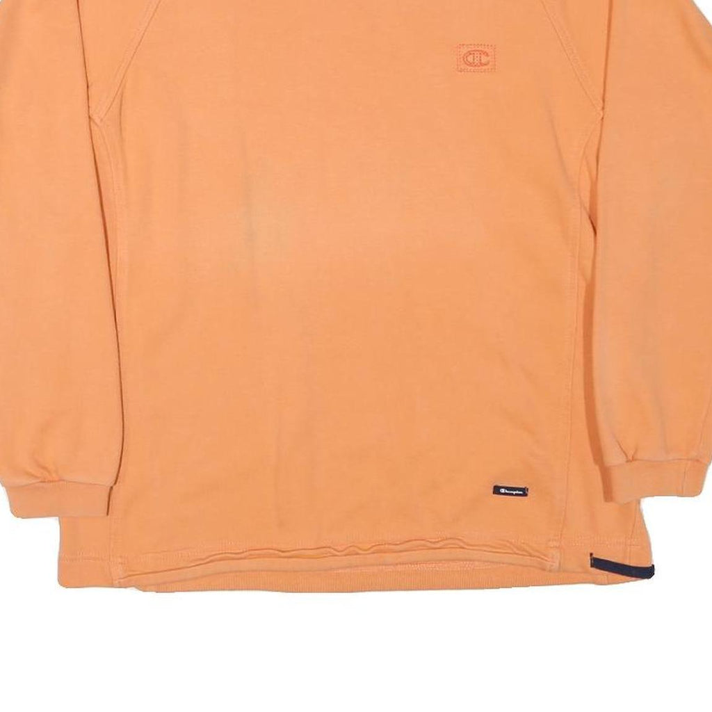 CHAMPION Mens Orange Crew Neck S Cotton Blend Casual Sweatshirt