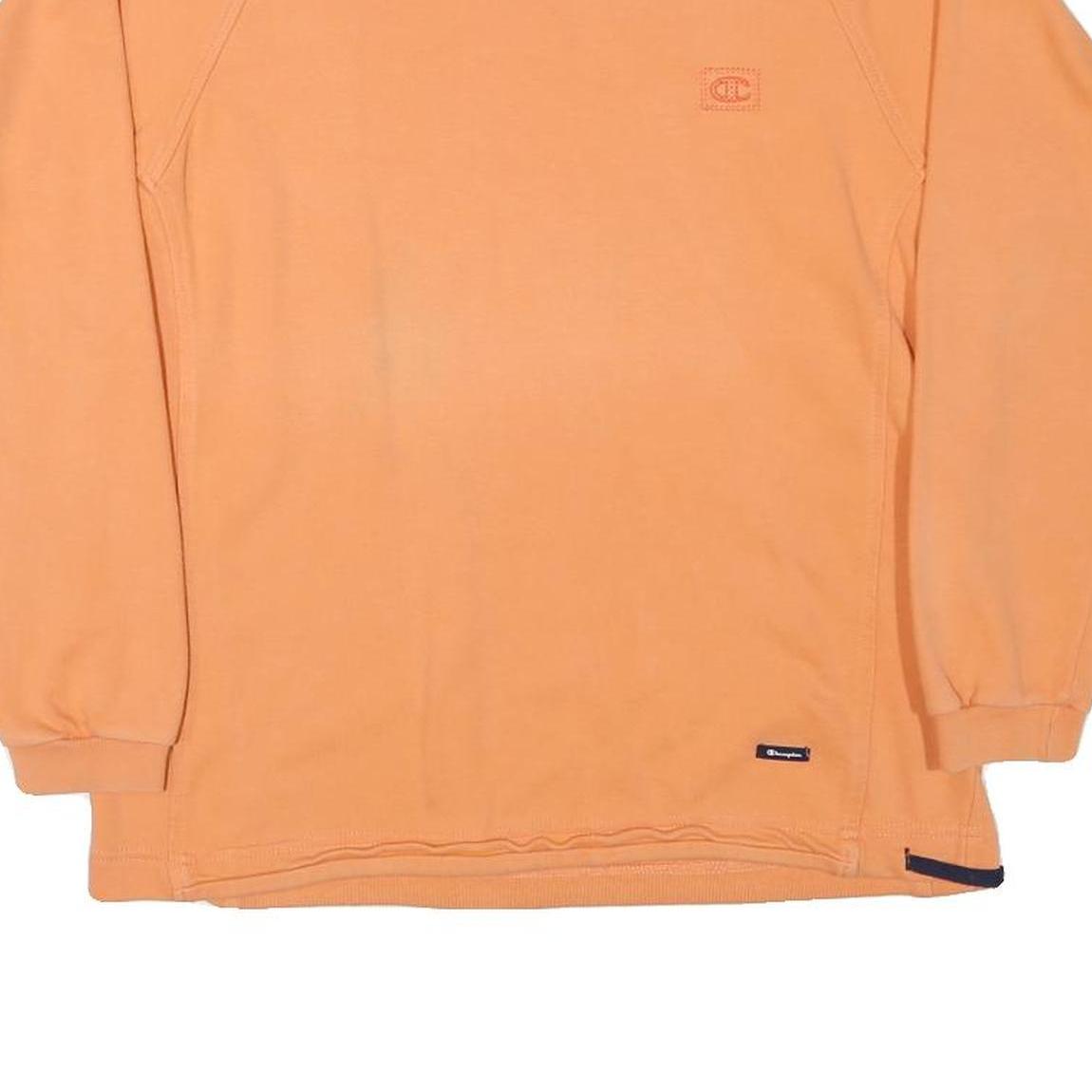 CHAMPION Mens Orange Crew Neck S Cotton Blend Casual Sweatshirt