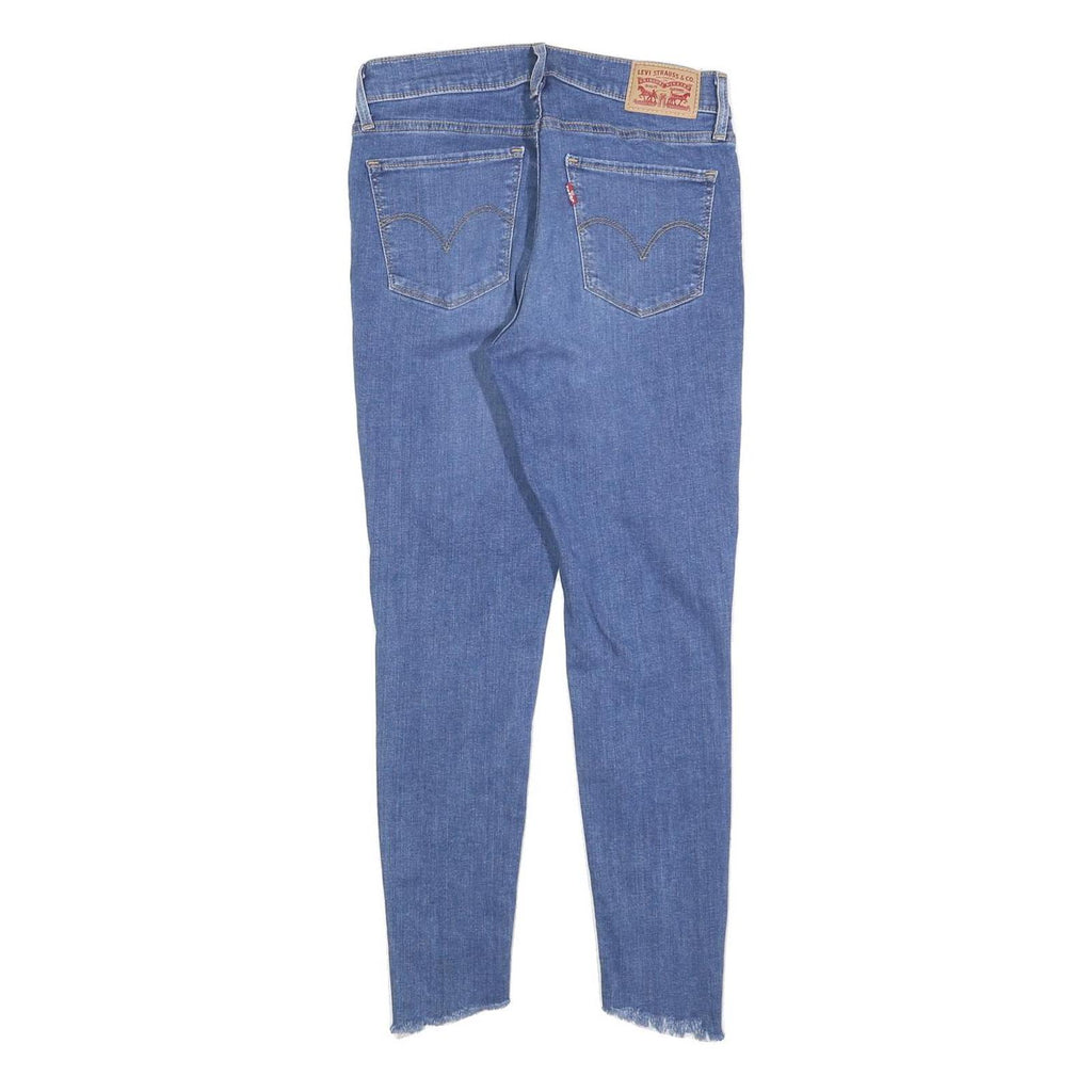 LEVI'S 710 Womens Jeans Blue Slim Skinny Denim Medium W27 L24 Distressed Raw Hem