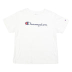 CHAMPION Mens White Cotton Blend T-Shirt M Short Sleeve Crew Neck Logo Print
