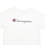 CHAMPION Mens White Cotton Blend T-Shirt M Short Sleeve Crew Neck Logo Print