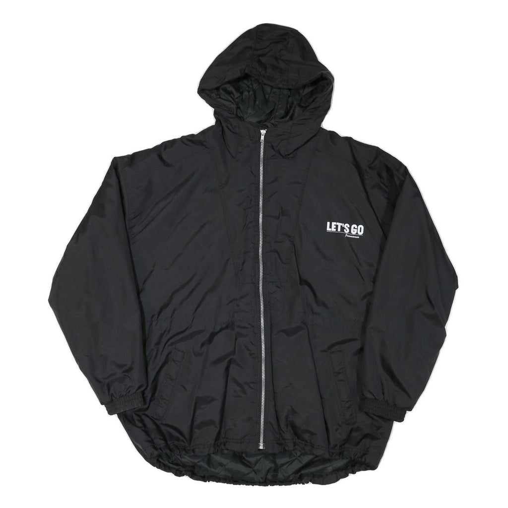 LET'S GO Mens Black Polyester Blend Zip Jacket 3XL Lightweight Graphic Print