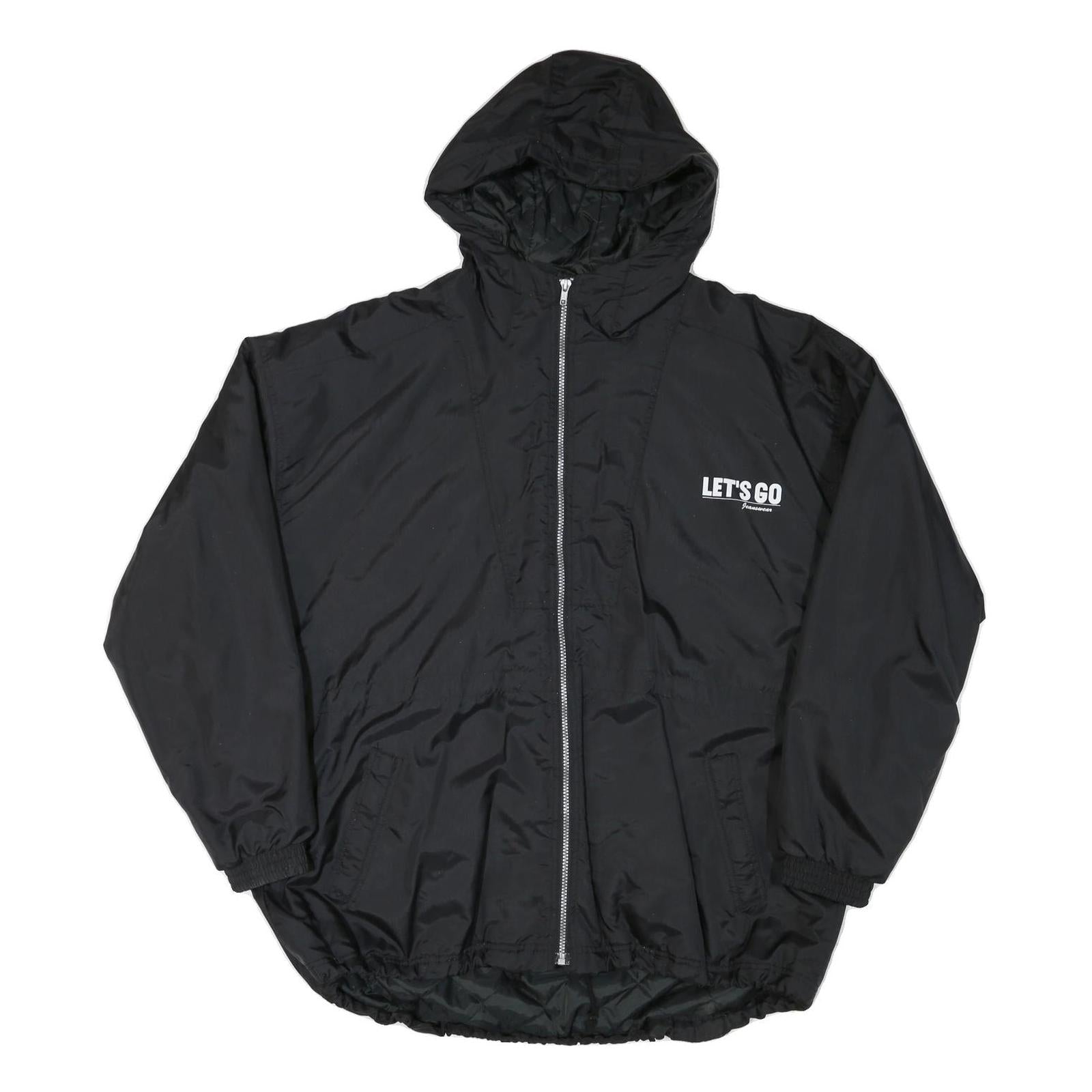 LET'S GO Mens Black Polyester Blend Zip Jacket 3XL Lightweight Graphic Print