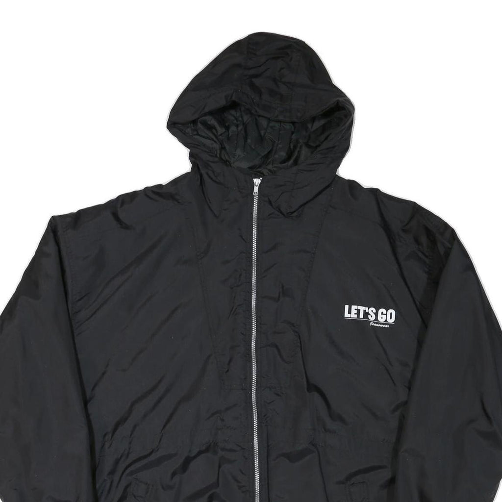 LET'S GO Mens Black Polyester Blend Zip Jacket 3XL Lightweight Graphic Print