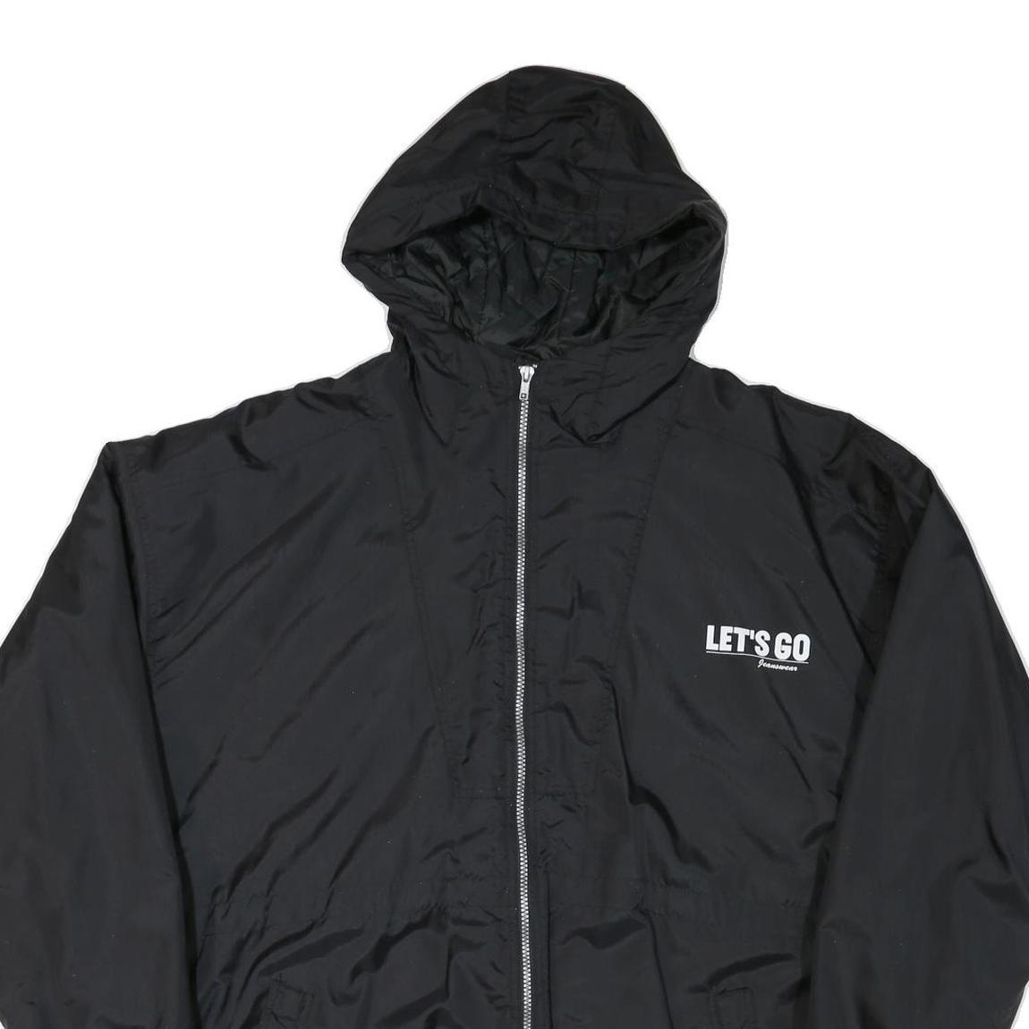 LET'S GO Mens Black Polyester Blend Zip Jacket 3XL Lightweight Graphic Print
