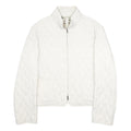 BURBERRY Womens White Quilted Jacket M Polyester Diamond Pattern Stand-Up Collar