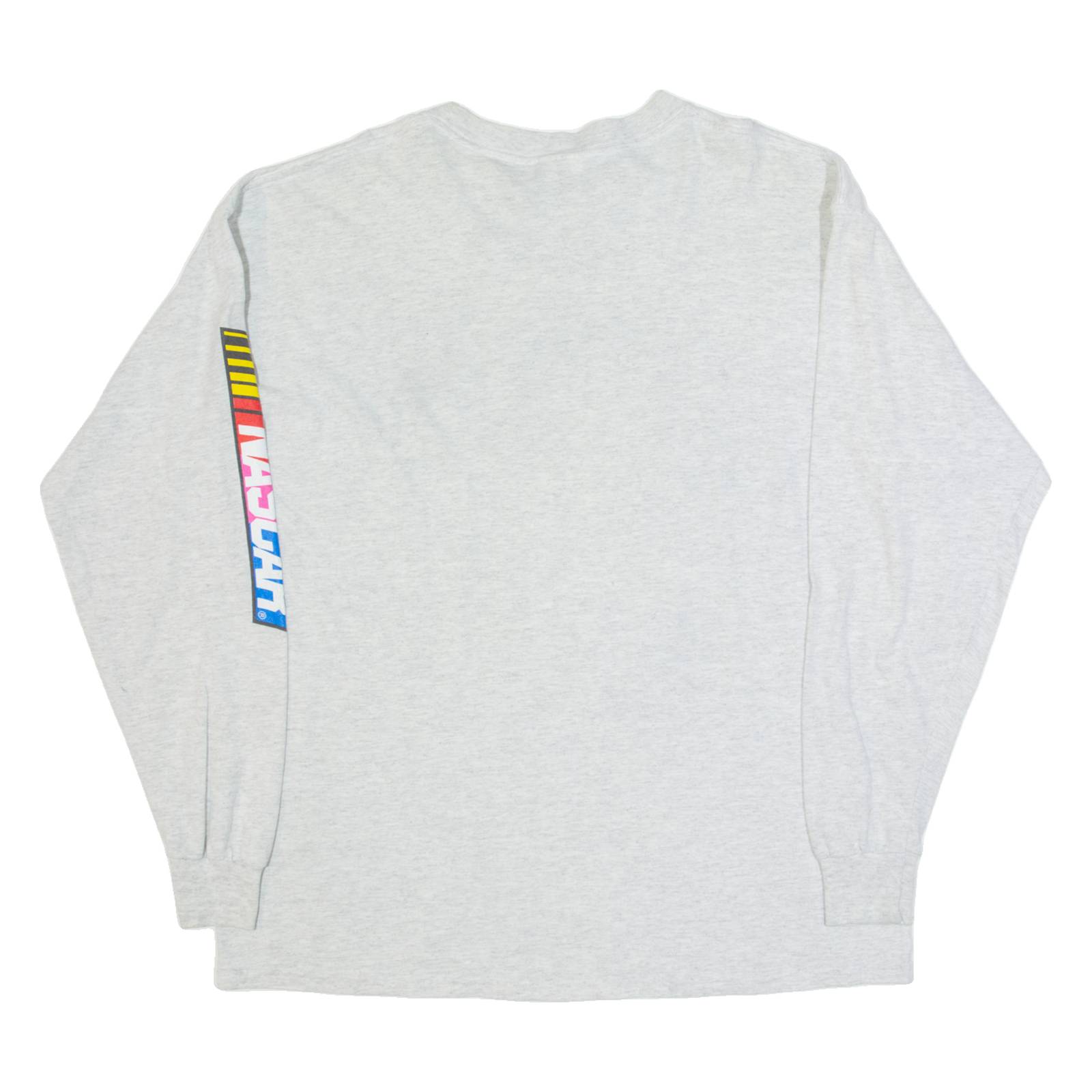 M&O KNITS NASCAR Winston Cup Mens Biker T-Shirt Grey Long Sleeve USA XL