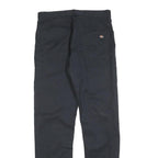 DICKIES Mens Slim Black Cotton Blend Trousers W30 L32 Zip Closure Classic Style