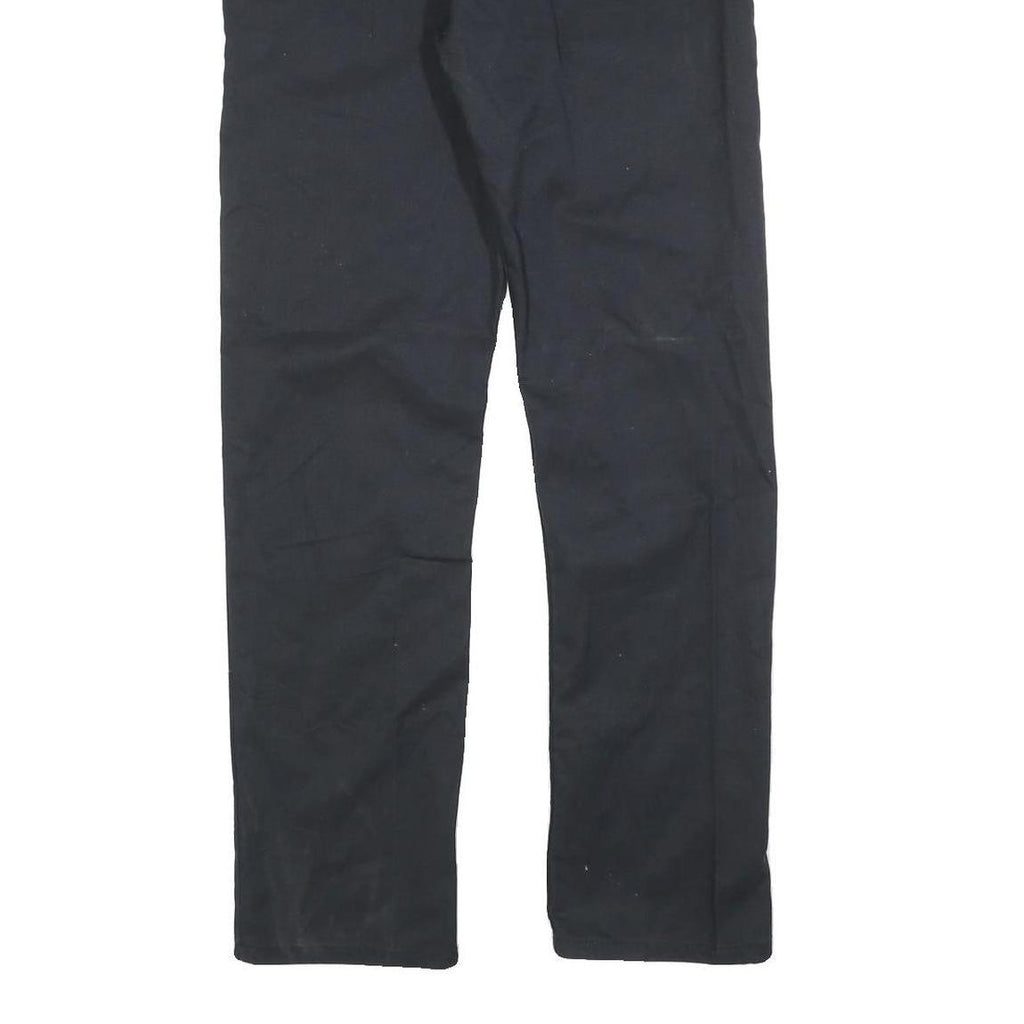DICKIES Mens Slim Black Cotton Blend Trousers W30 L32 Zip Closure Classic Style