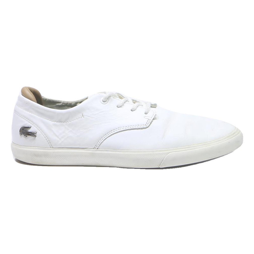 LACOSTE White Mens Low Top Trainers Leather UK 7 Casual Lacoste Logo