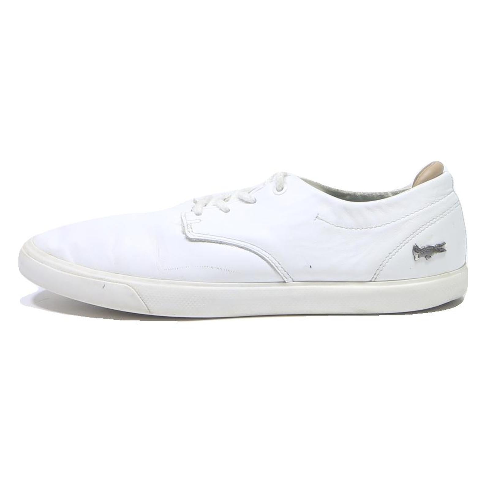 LACOSTE White Mens Low Top Trainers Leather UK 7 Casual Lacoste Logo