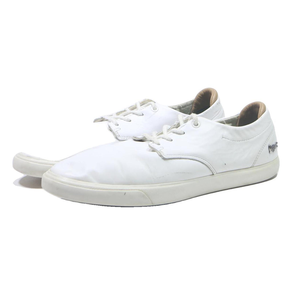 LACOSTE White Mens Low Top Trainers Leather UK 7 Casual Lacoste Logo
