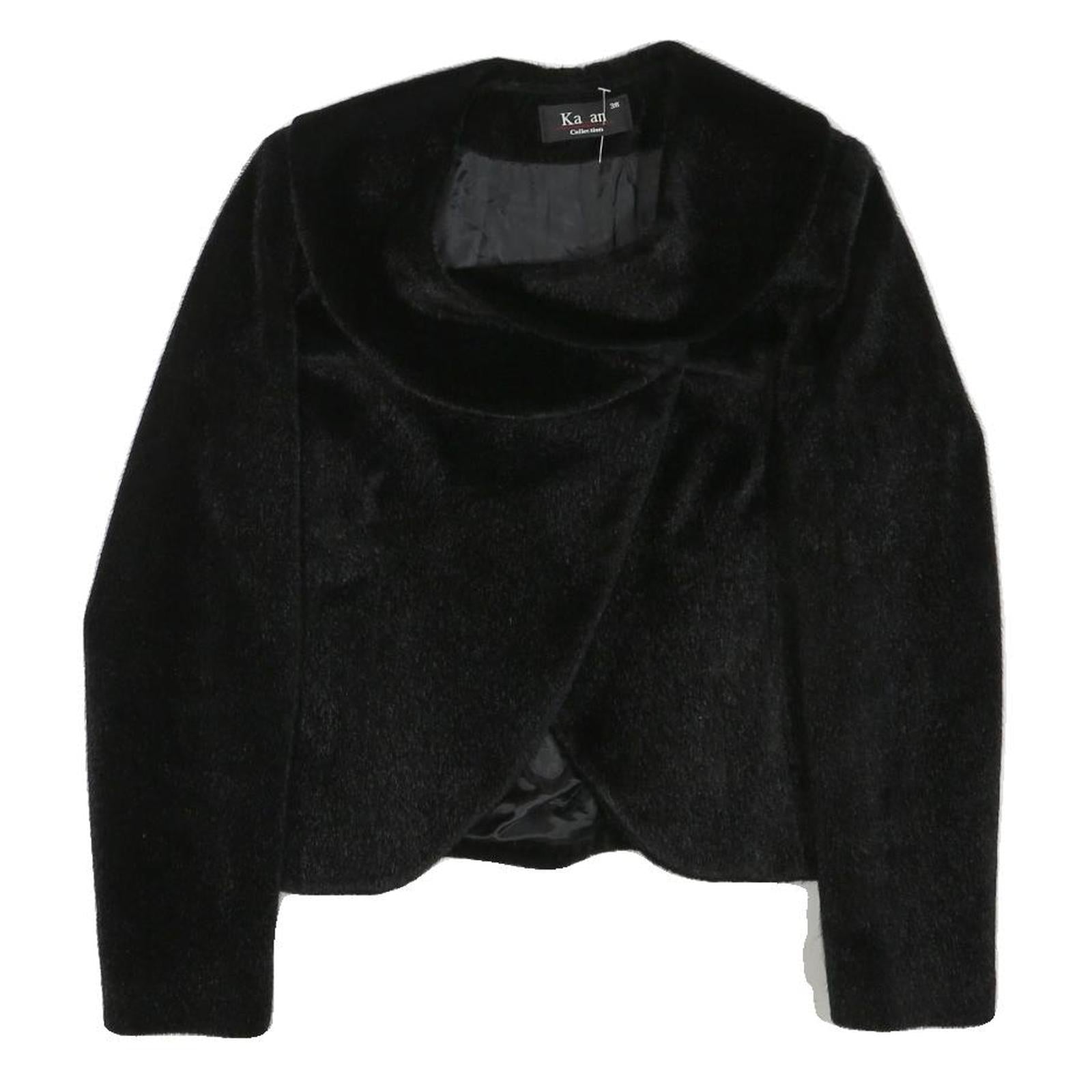 KAAN Womens Black Button Jacket XS Polyester Blend Soft Fabric Elegant