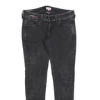 TOMMY HILFIGER Womens Jeans Black Slim Skinny Denim Medium W30 L32 Stylish Zip