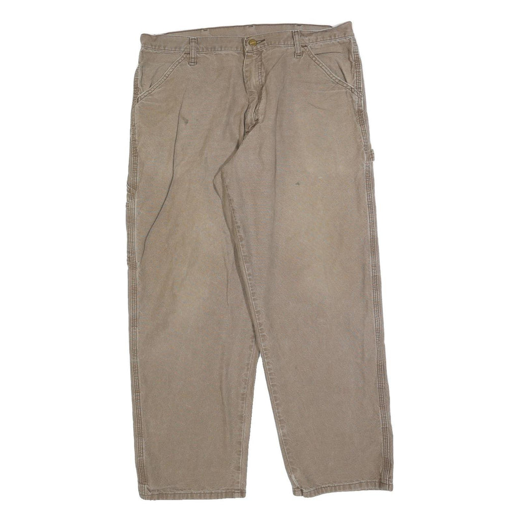 CARHARTT Mens Jeans Beige Regular Straight Denim W36 L30 Zip Cotton Blend