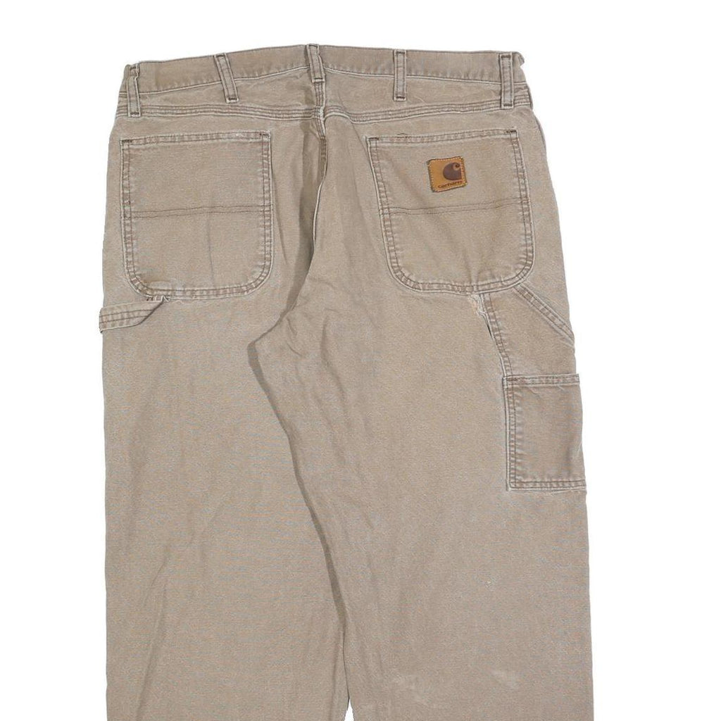CARHARTT Mens Jeans Beige Regular Straight Denim W36 L30 Zip Cotton Blend