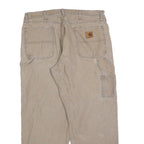 CARHARTT Mens Jeans Beige Regular Straight Denim W36 L30 Zip Cotton Blend