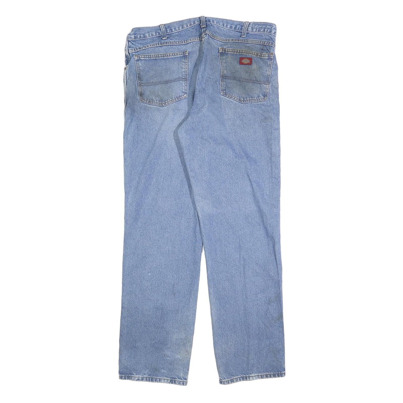 DICKIES Mens Relaxed Blue Denim Cotton Blend Jeans W38 L34 Classic Workwear Zip