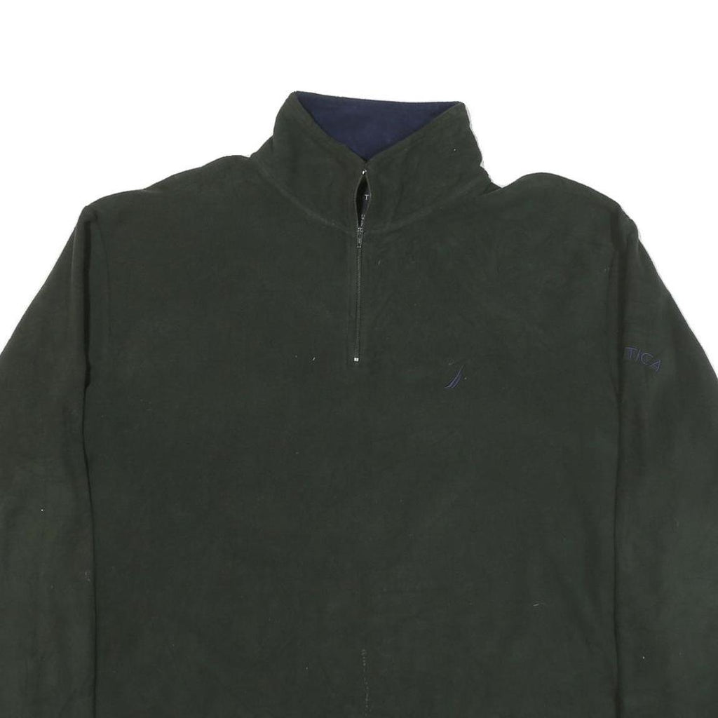 NAUTICA Mens Green & Navy Plain Pullover Crew Neck Basic Knit XL Polyester Blend