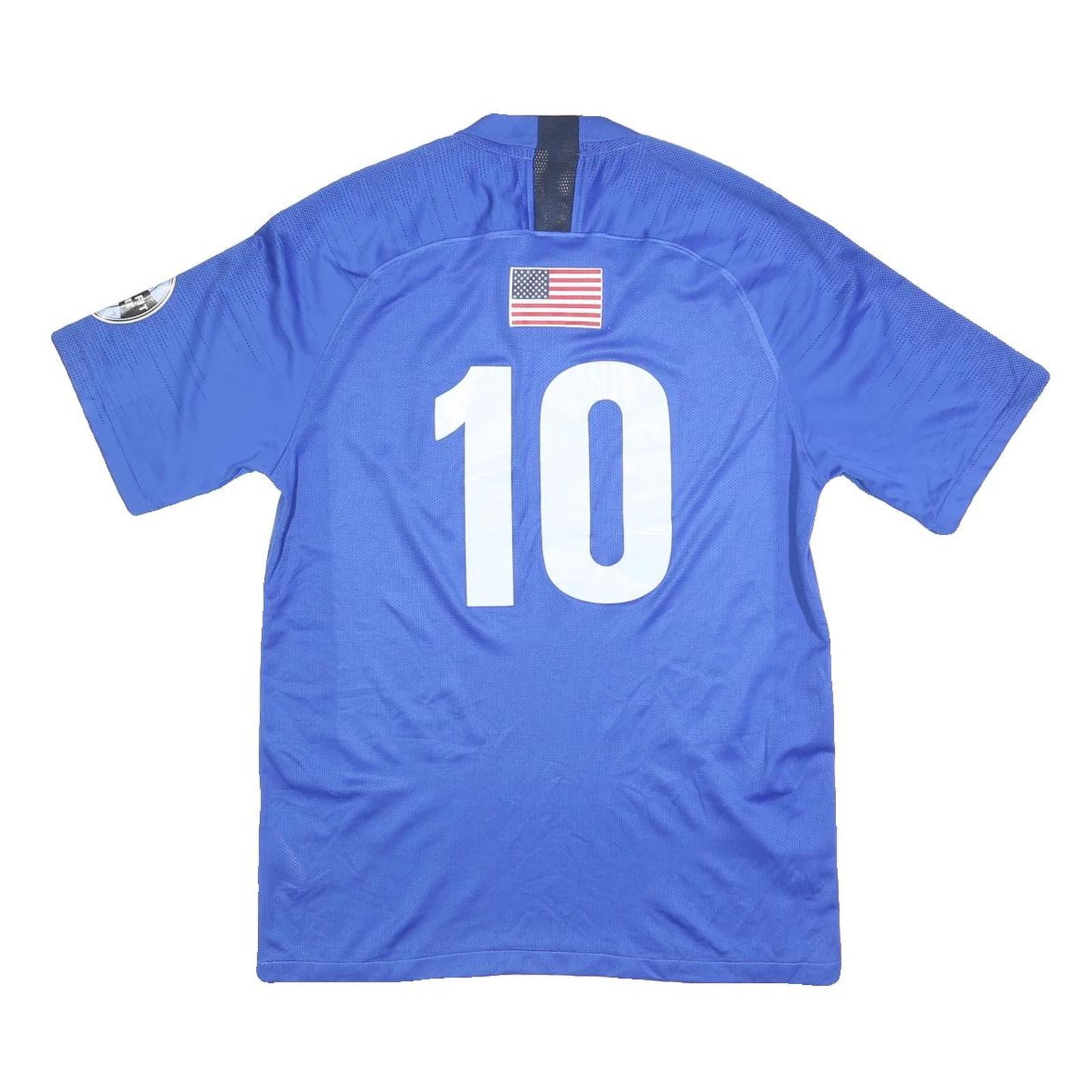 NIKE Mens Blue Soccer Excellence Crest M Short Sleeve V-Neck Sports T-Shirt
