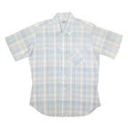 LEVI'S Mens Blue & Cream Check Shirt L Short Sleeve Button Collar Casual