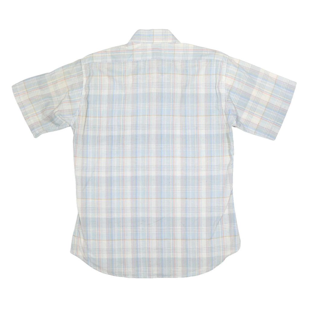 LEVI'S Mens Blue & Cream Check Shirt L Short Sleeve Button Collar Casual