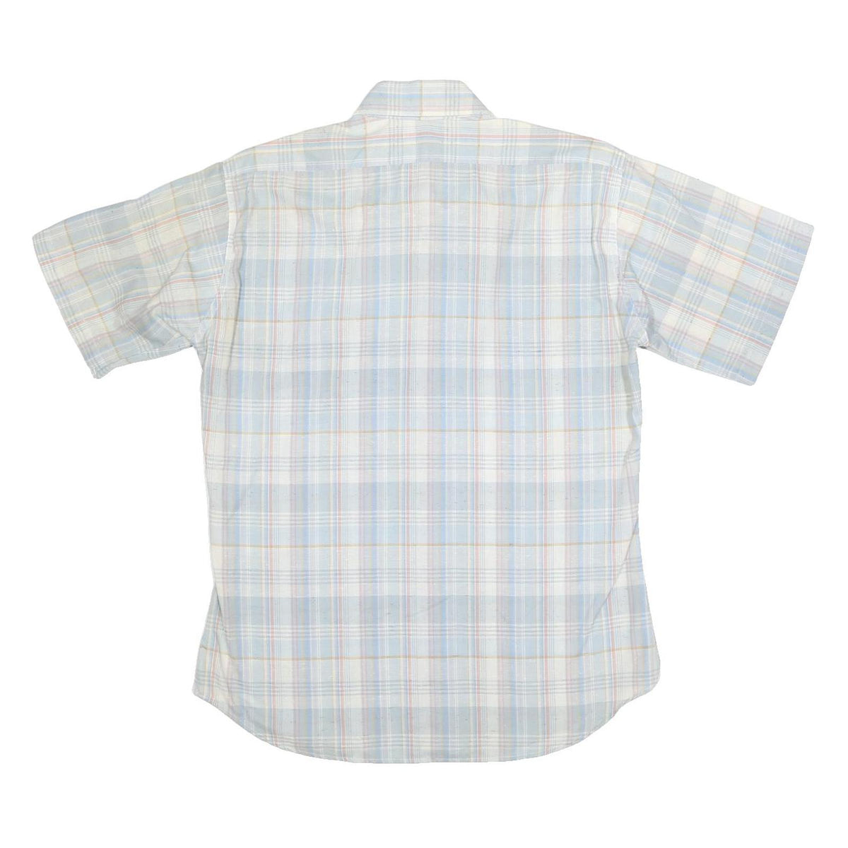 LEVI'S Mens Blue & Cream Check Shirt L Short Sleeve Button Collar Casual