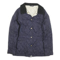 BARBOUR Womens Navy Quilted Jacket S Polyester Blend Button Closure Classic
