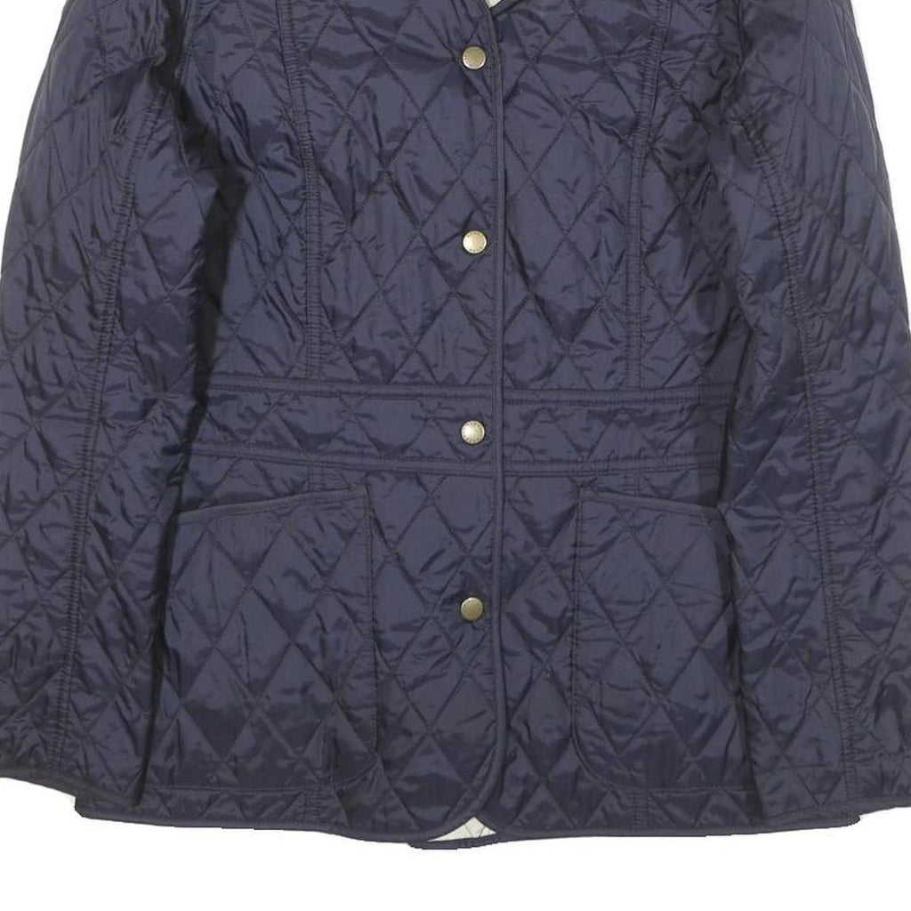 BARBOUR Womens Navy Quilted Jacket S Polyester Blend Button Closure Classic