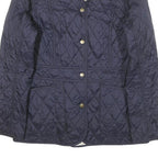 BARBOUR Womens Navy Quilted Jacket S Polyester Blend Button Closure Classic