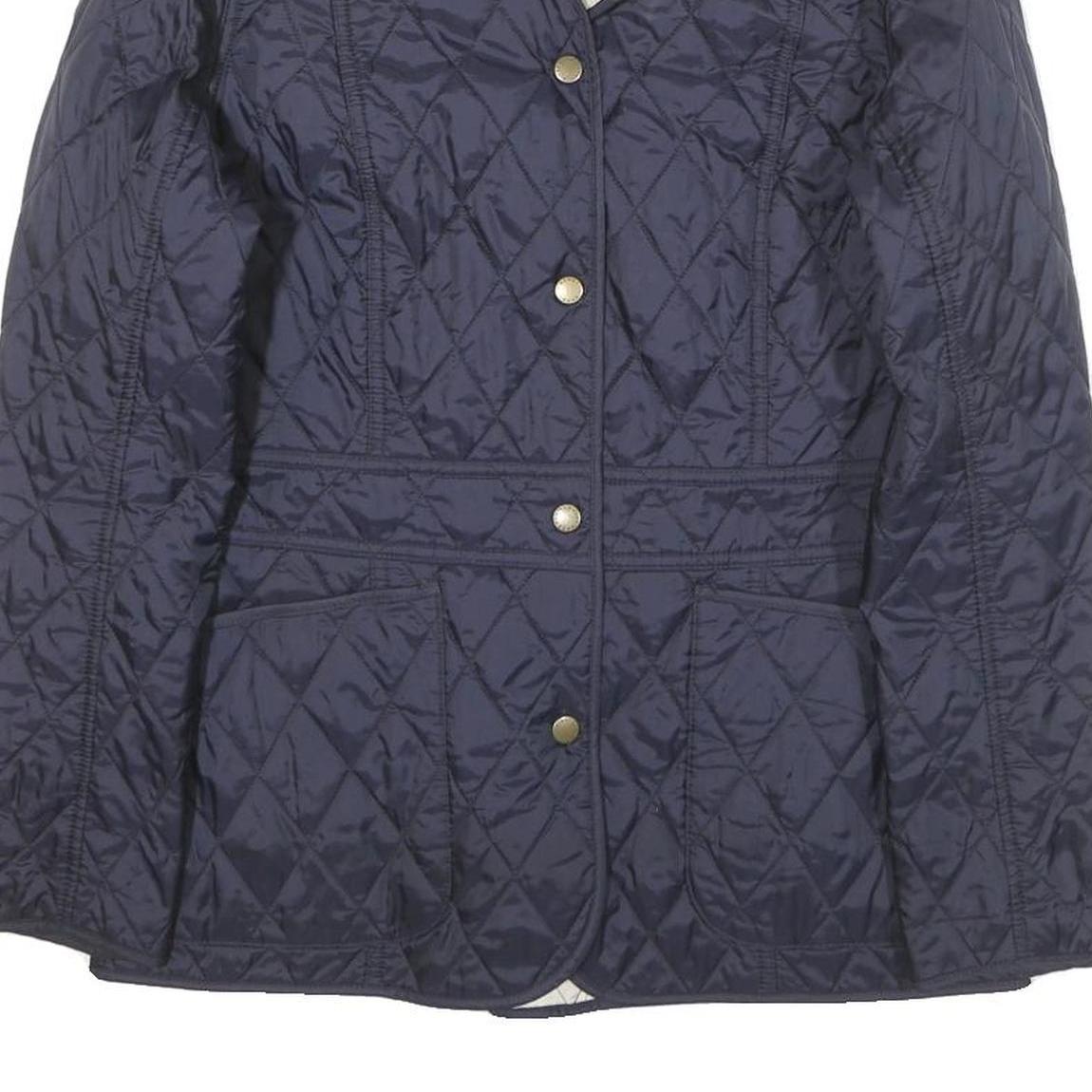 BARBOUR Womens Navy Quilted Jacket S Polyester Blend Button Closure Classic