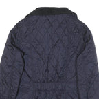 BARBOUR Womens Navy Quilted Jacket S Polyester Blend Button Closure Classic