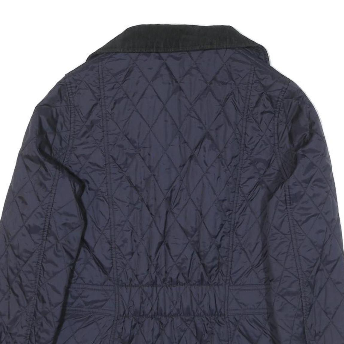 BARBOUR Womens Navy Quilted Jacket S Polyester Blend Button Closure Classic