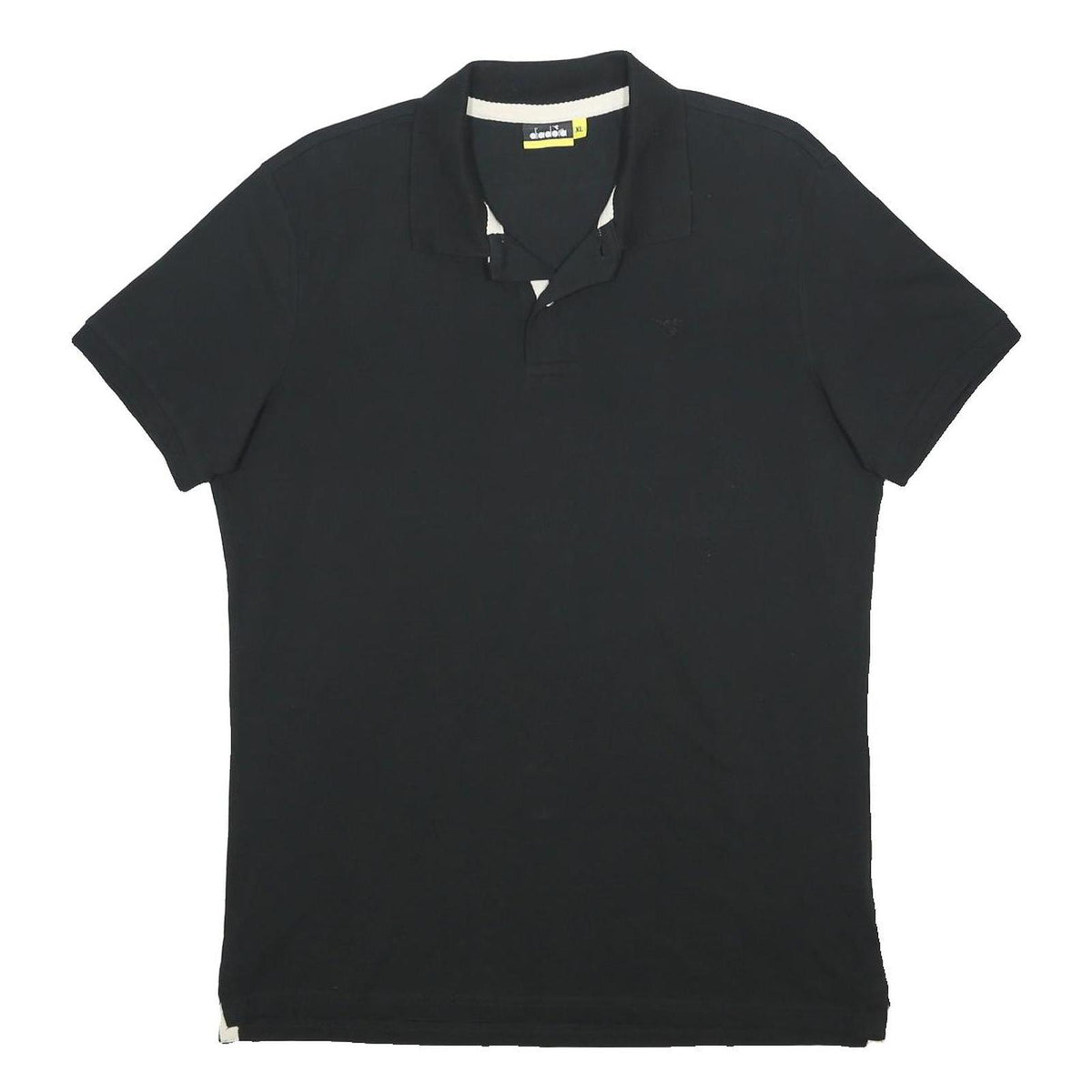 DIADORA Mens Black Cotton Short Sleeve Polo Shirt XL Basic Casual