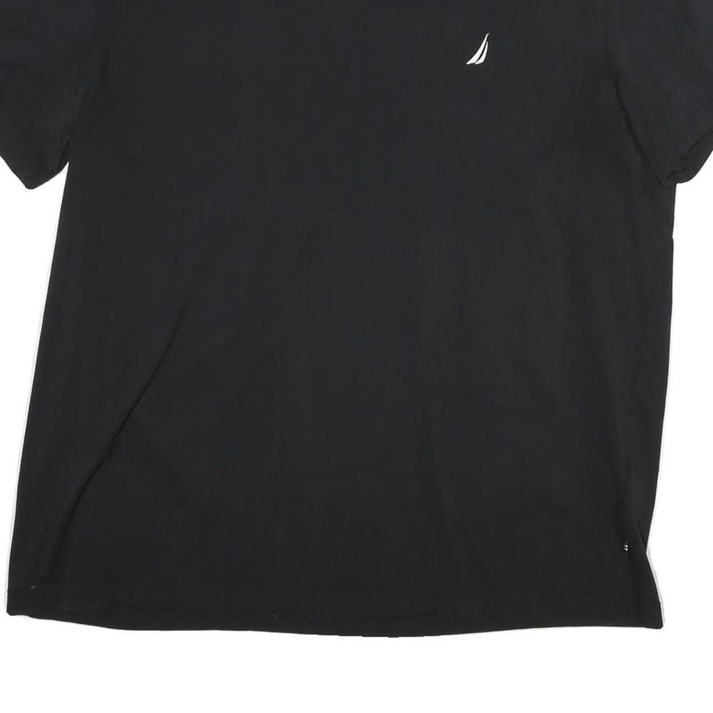 NAUTICA Mens Black V-Neck 2XL Classic Cotton Blend T-Shirt Logo Casual