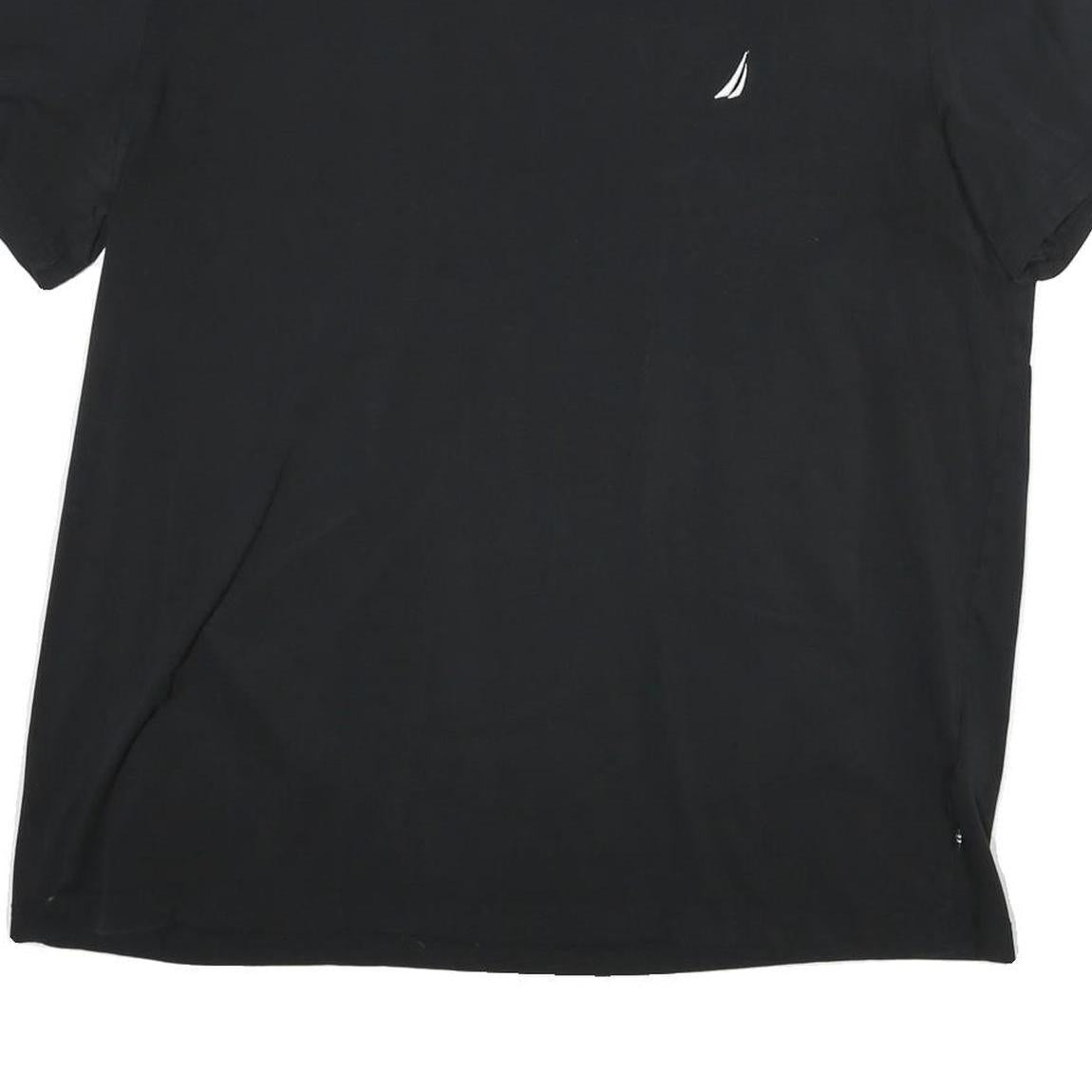 NAUTICA Mens Black V-Neck 2XL Classic Cotton Blend T-Shirt Logo Casual