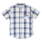 LEVI'S Mens Blue & Grey Check Shirt L Cotton Casual Button-Down Short Sleeve