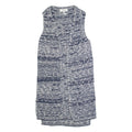 FAT FACE Womens Patterned Cardigan Blue Striped Button Neck Chunky Knit Sleeveless S