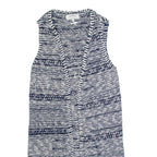 FAT FACE Womens Patterned Cardigan Blue Striped Button Neck Chunky Knit Sleeveless S