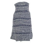 FAT FACE Womens Patterned Cardigan Blue Striped Button Neck Chunky Knit Sleeveless S
