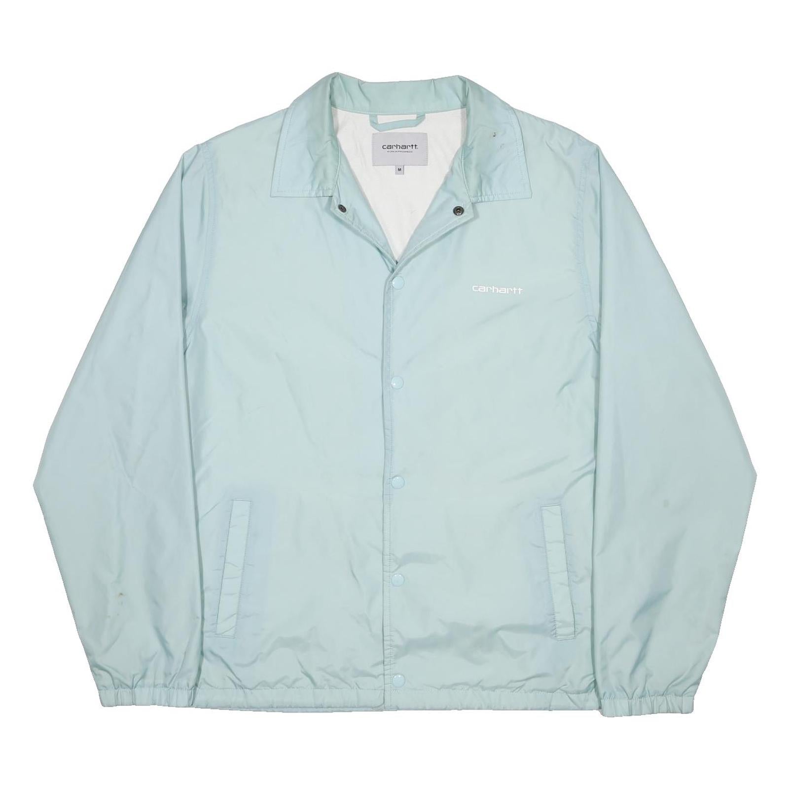 CARHARTT WIP Mens Light Blue Coach Jacket M Nylon Plain Button Closure