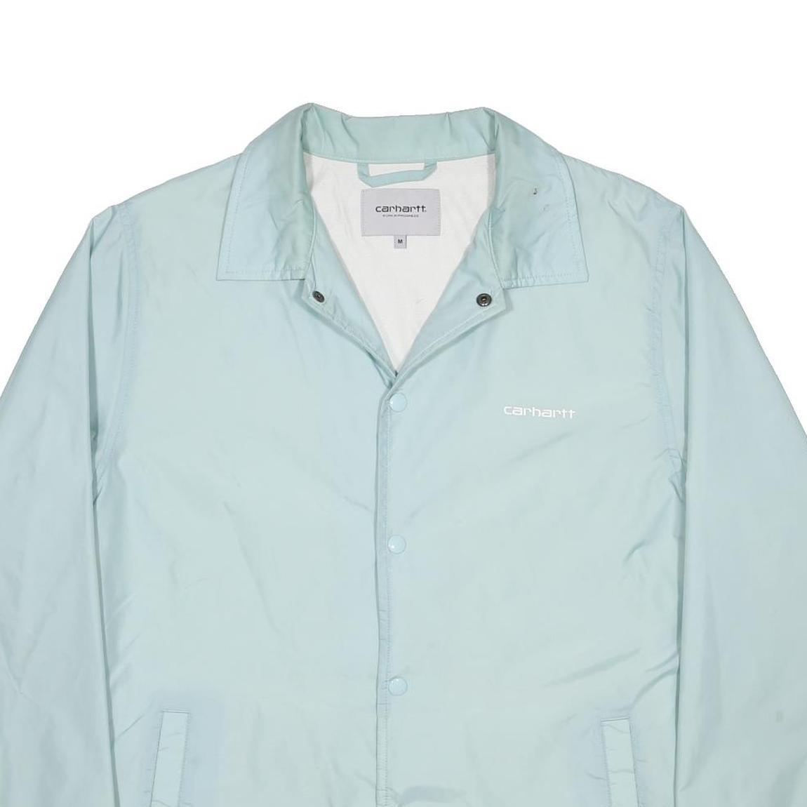 CARHARTT WIP Mens Light Blue Coach Jacket M Nylon Plain Button Closure