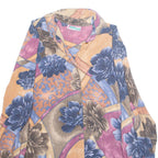 TREND ESSA Womens Printed Blouse Purple Collared Long Sleeve Floral L