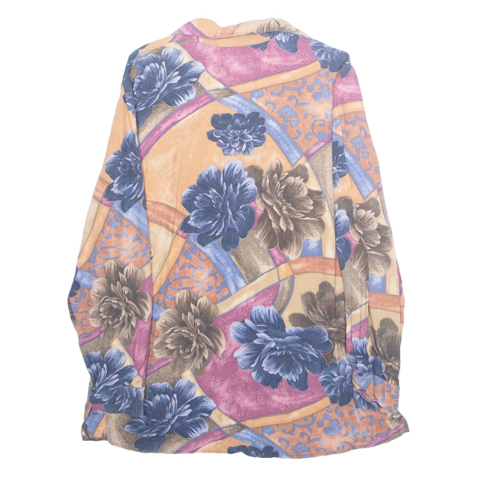 TREND ESSA Womens Printed Blouse Purple Collared Long Sleeve Floral L