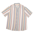 DISTILERY Mens Blue & Cream Striped Shirt XL Casual Cotton Blend Summer