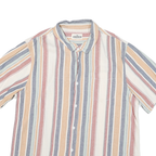 DISTILERY Mens Blue & Cream Striped Shirt XL Casual Cotton Blend Summer
