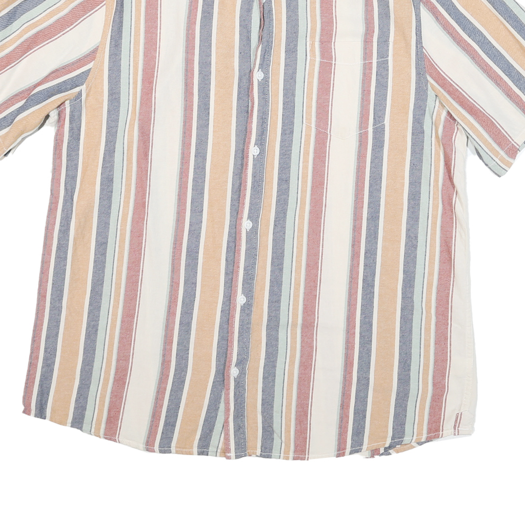 DISTILERY Mens Blue & Cream Striped Shirt XL Casual Cotton Blend Summer
