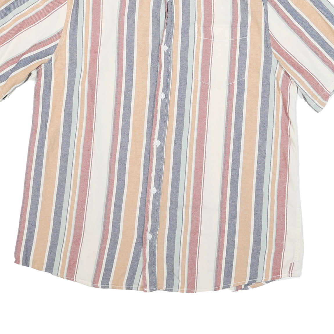 DISTILERY Mens Blue & Cream Striped Shirt XL Casual Cotton Blend Summer